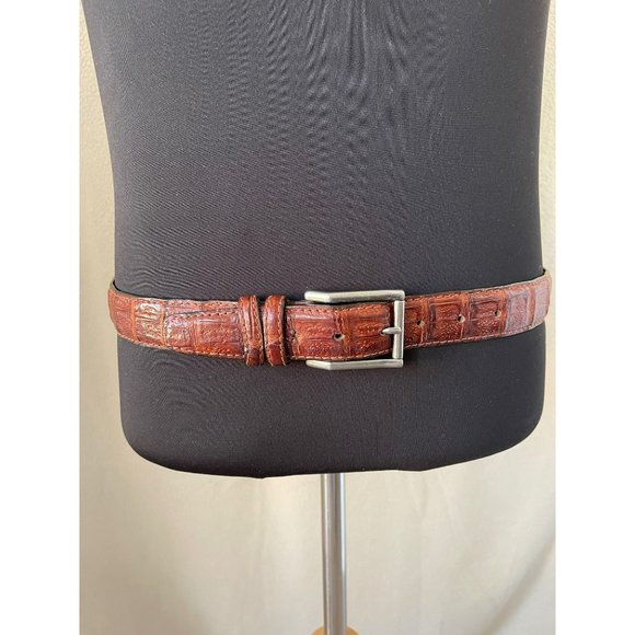 Neiman Marcus Vintage Brown Italian Genuine Crocodile Belt - Size 85/32 - Picture 1 of 13
